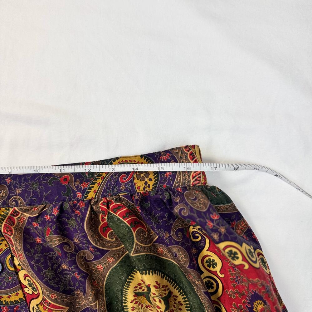 Valerie Stevens Pure Silk Paisley Midi Skirt Women’s 2XL Vintage Boho 90s Retro - Picture 14 of 15